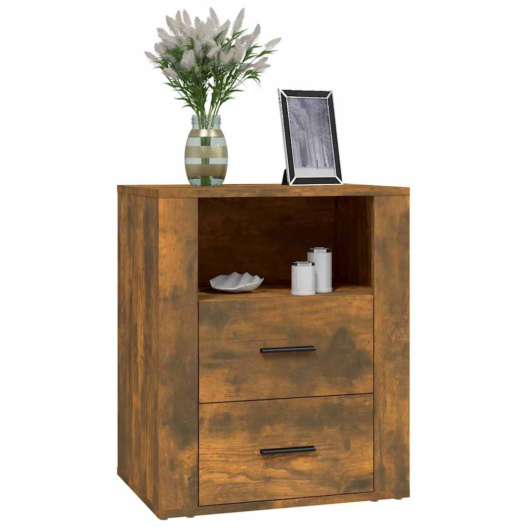 Bedside cabinet with a vase of flowers and a picture frame on top