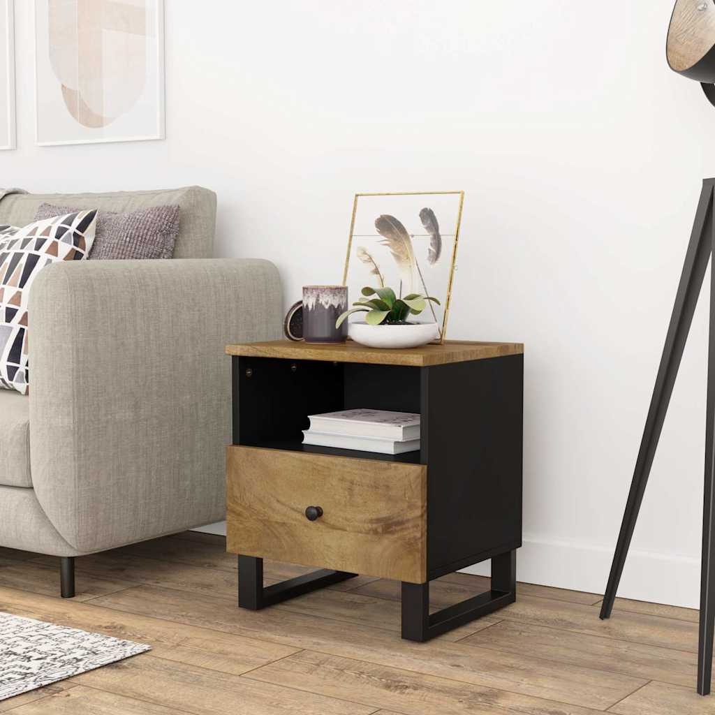 Bedside Cabinet Solid Wood Mango&Engineered Wood Honey brown
