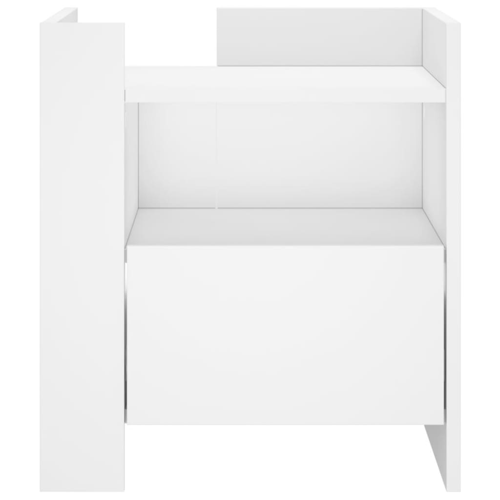 The bedside table shown from the front with a clear view of the shelf and drawer