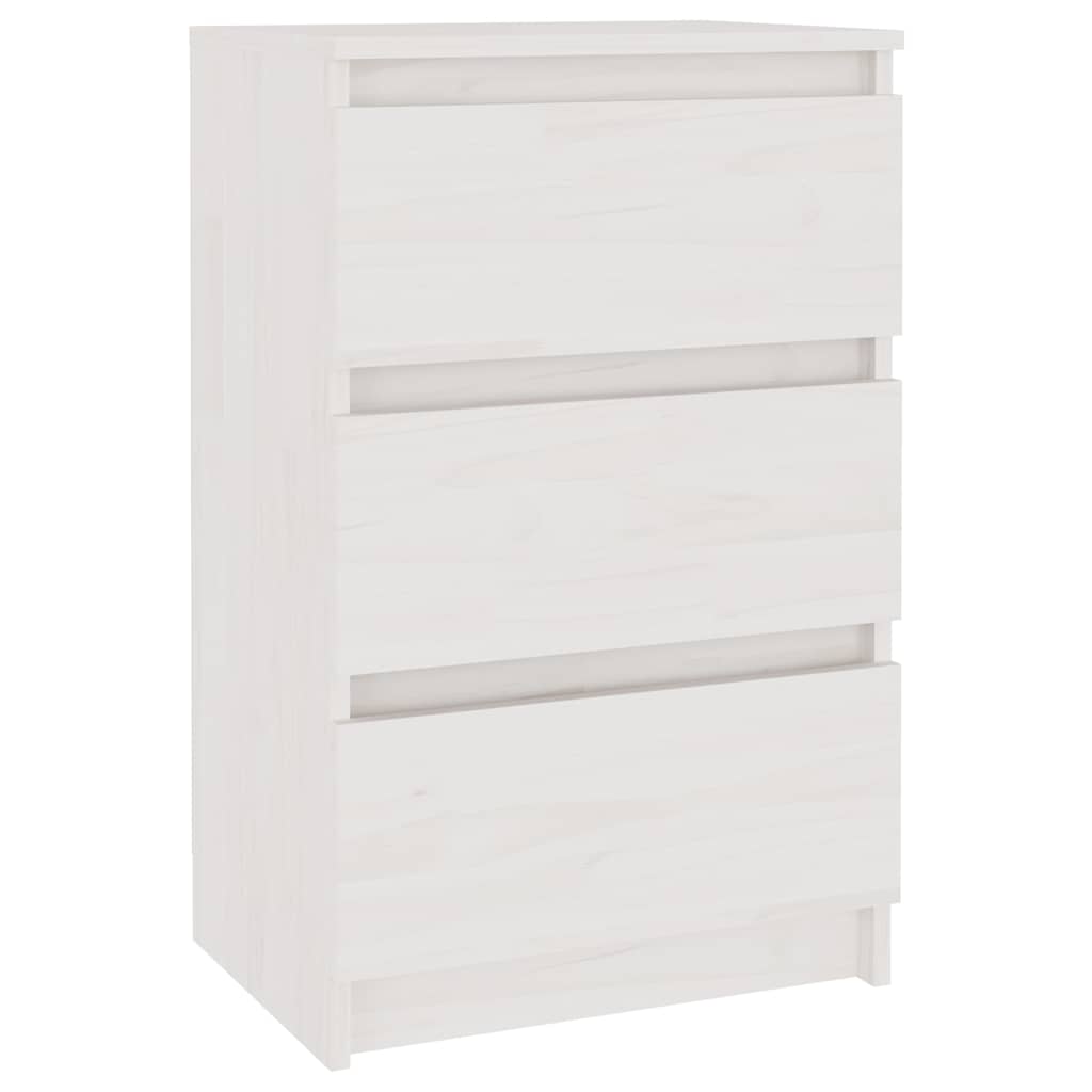 The white bedside table shown from a high angle against a plain background