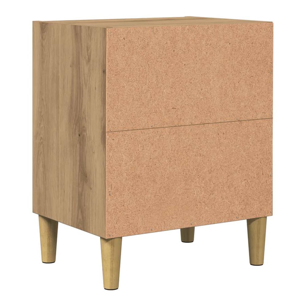 Rear view of a bedside table showing the back panels