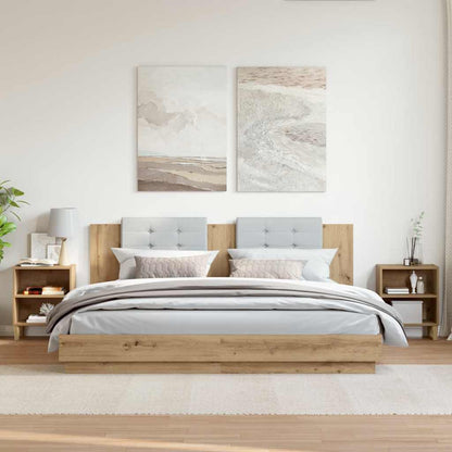 vidaXL Bedside Cabinets 2 pcs Artisan Oak Engineered Wood shown in a bedroom setting