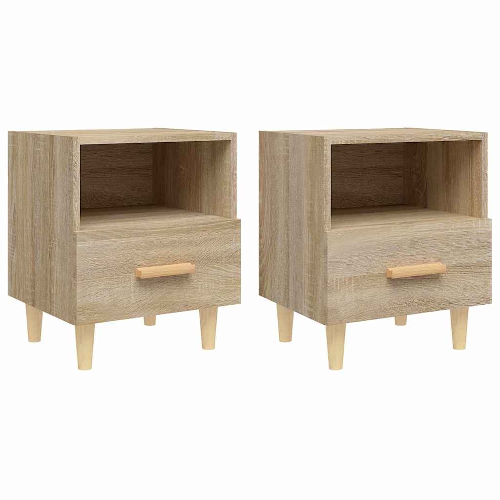 Two Sonoma Oak bedside tables with a drawer and open shelf