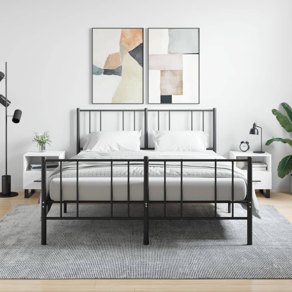 vidaXL Bedside Cabinets 2 pcs White Engineered Wood shown in a bedroom setting