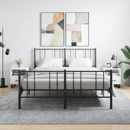 vidaXL Bedside Cabinets 2 pcs White Engineered Wood shown in a bedroom setting