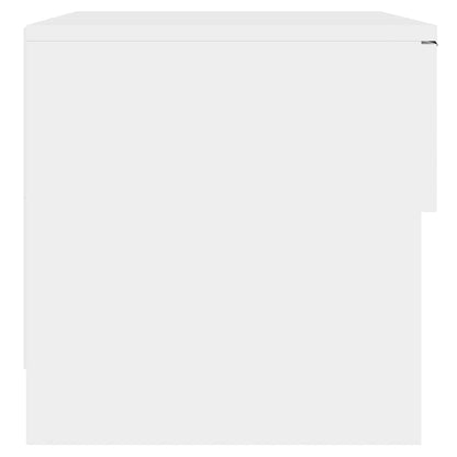 Side view of a white bedside cabinet