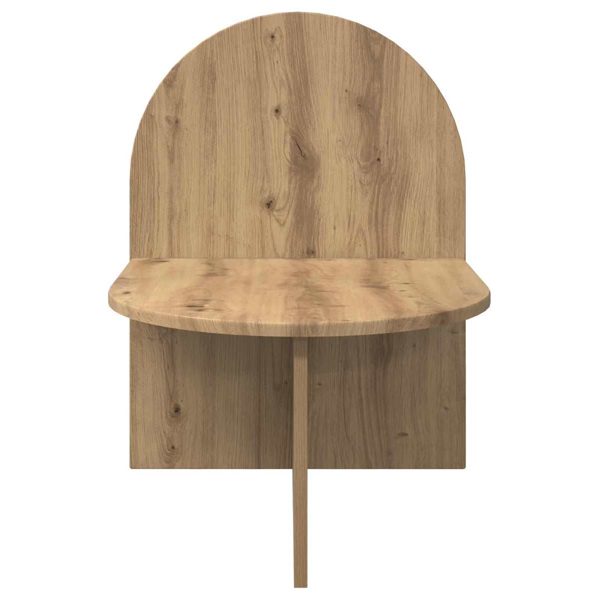 the bedside table viewed from the front showing the vertical support and arched back panel