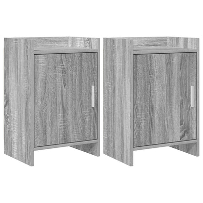 vidaXL Bedside Tables 2 pcs Grey Sonoma shown side by side in a studio setting