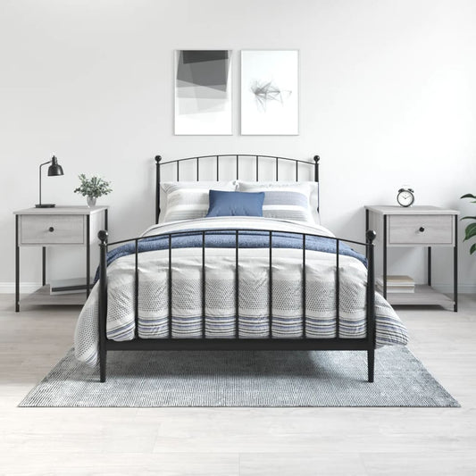 vidaXL Bedside Tables 2 pcs Grey Sonoma Engineered Wood in a bedroom setting