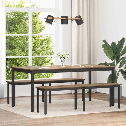 vidaXL Bench Artisan Oak Engineered Wood with black metal legs in a dining setting