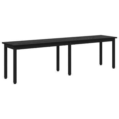 The black wooden bench shown from a high angle against a plain white background