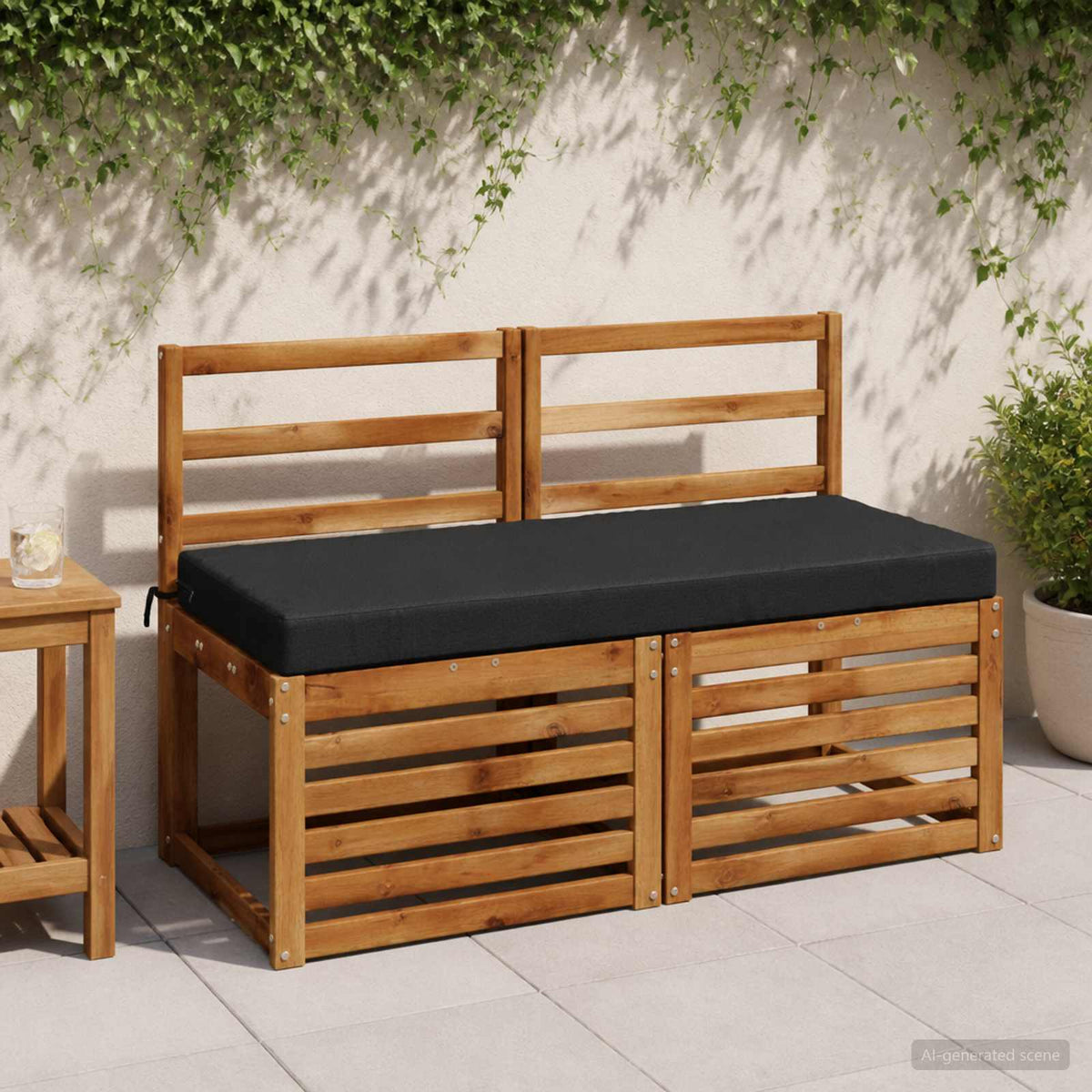 Bench Cushions SOEST 2 pcs 100% Polyester Black