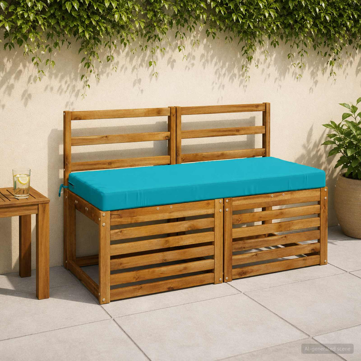 Bench Cushions SOEST 2 pcs 100% Polyester Turquoise 1