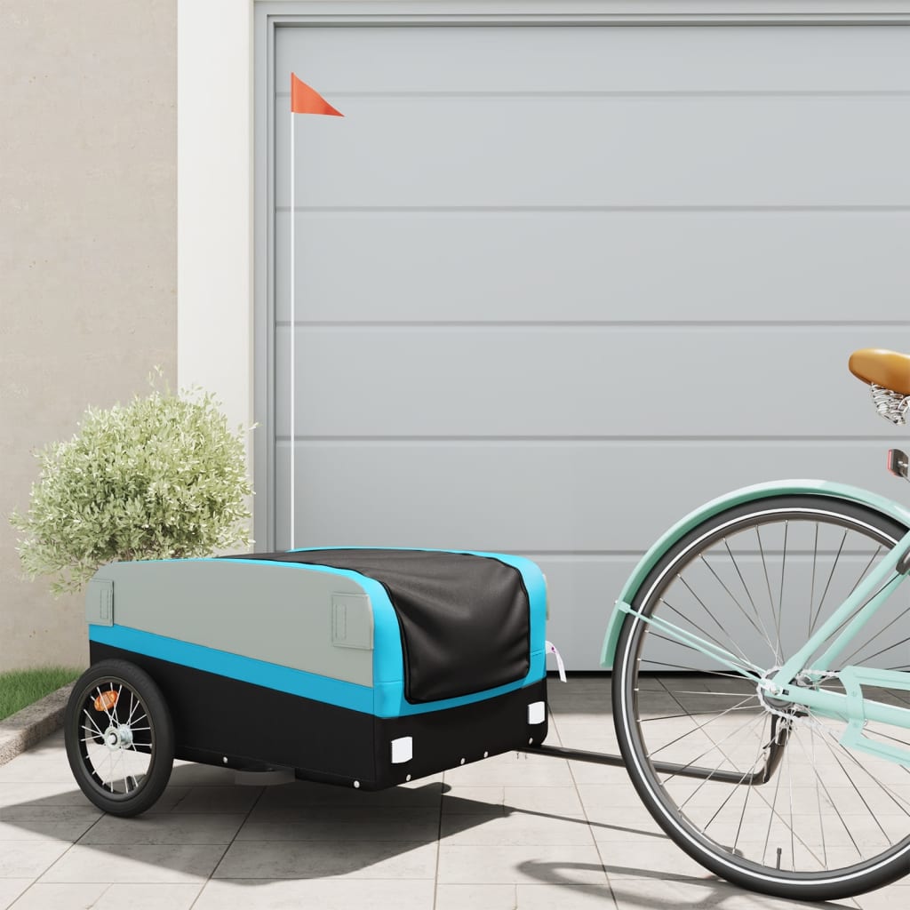 Bike Trailer Black and 45 kg Iron Width 126 cm Blue 50 cm