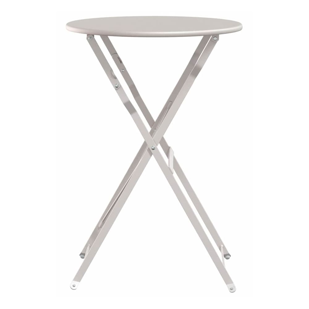The round bistro table with its legs folded inwards