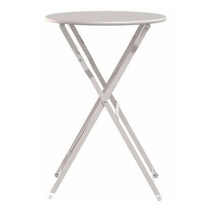 The round bistro table with its legs folded inwards