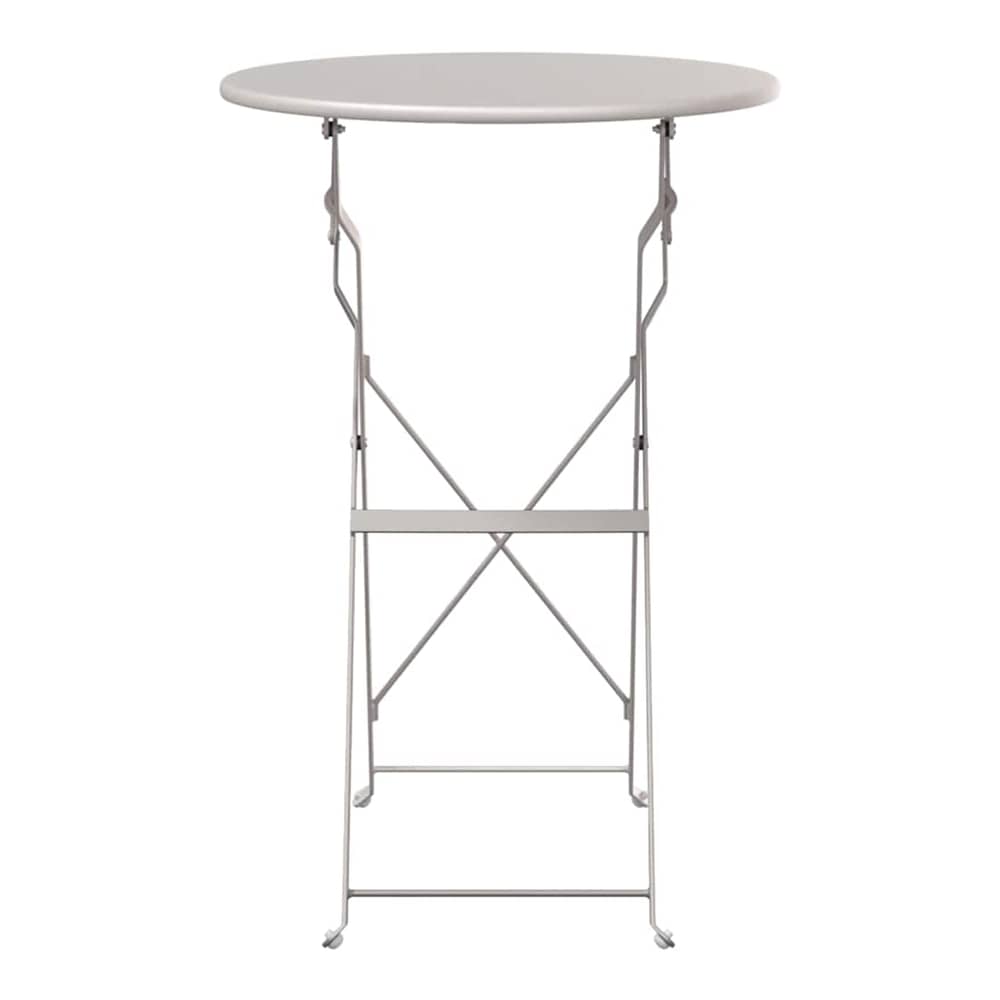The folding outdoor table viewed from the front, showing its structure