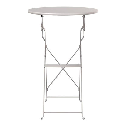 The folding outdoor table viewed from the front, showing its structure