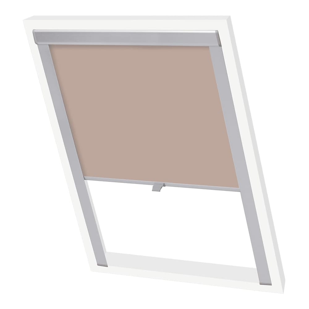 vidaXL Blackout Roller Blinds Beige M08/308 GGL and GGU, a beige blackout roller blind fitted into a slanted window frame