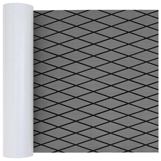 vidaXL Boat Mat Harlequin Light Grey and Black, a roll of grey matting with a black harlequin pattern