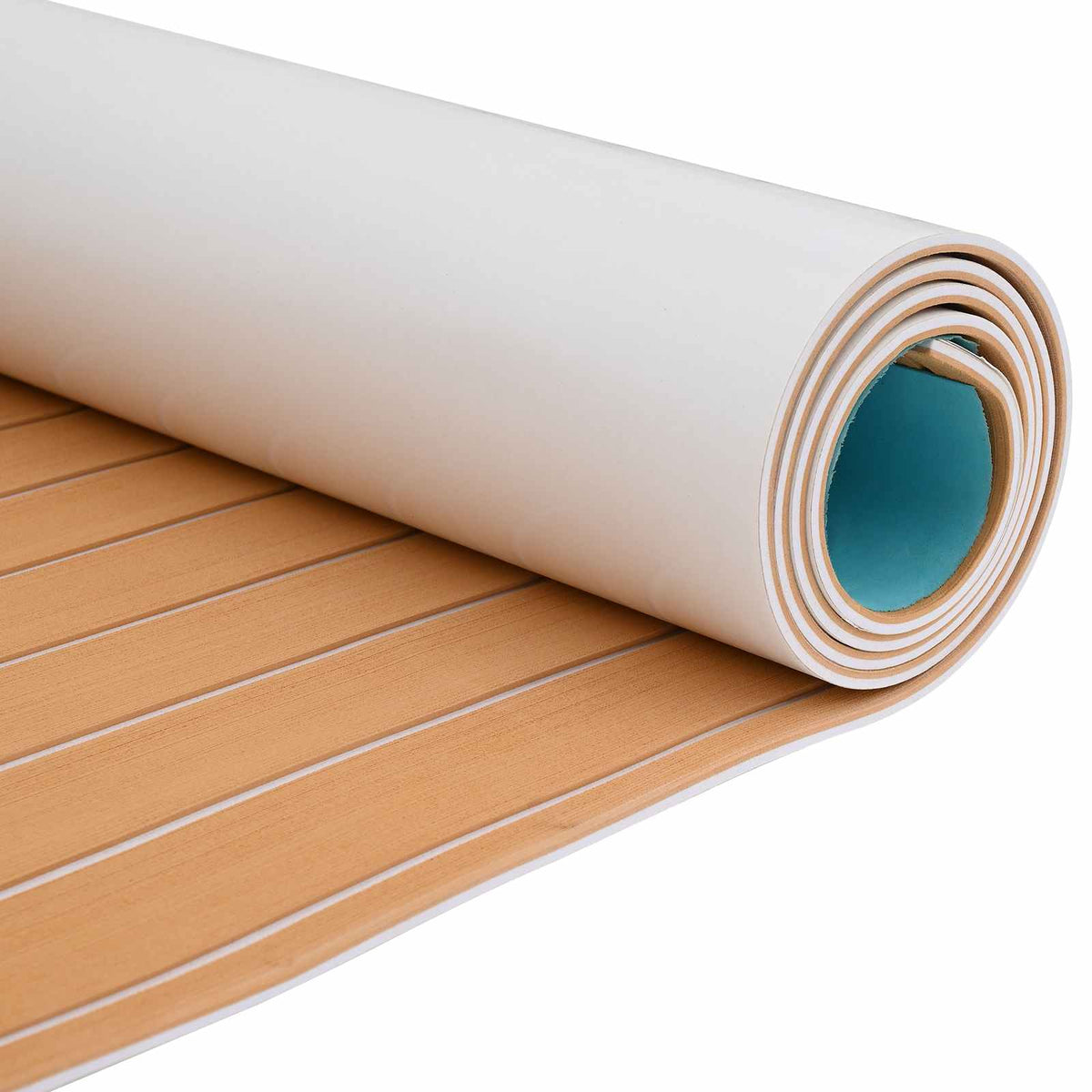 The boat mat showing the textured surface and the underside roll