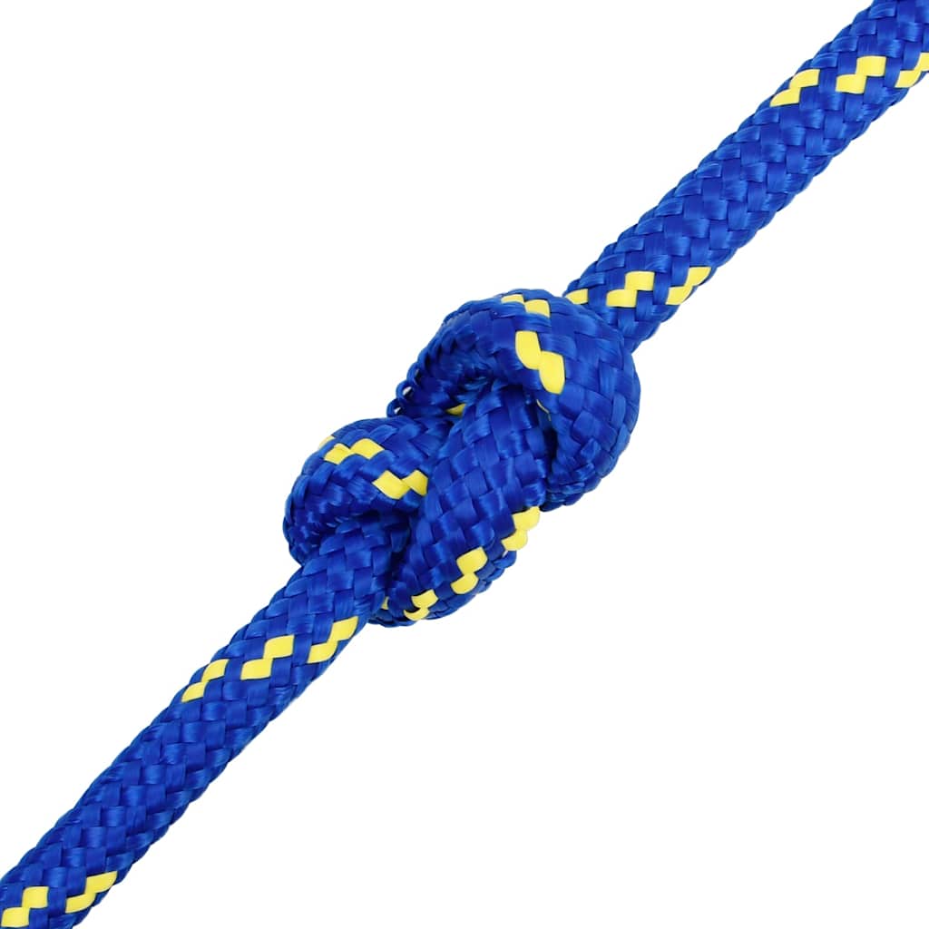 The boat rope tied into a simple knot to demonstrate its flexibility and strength