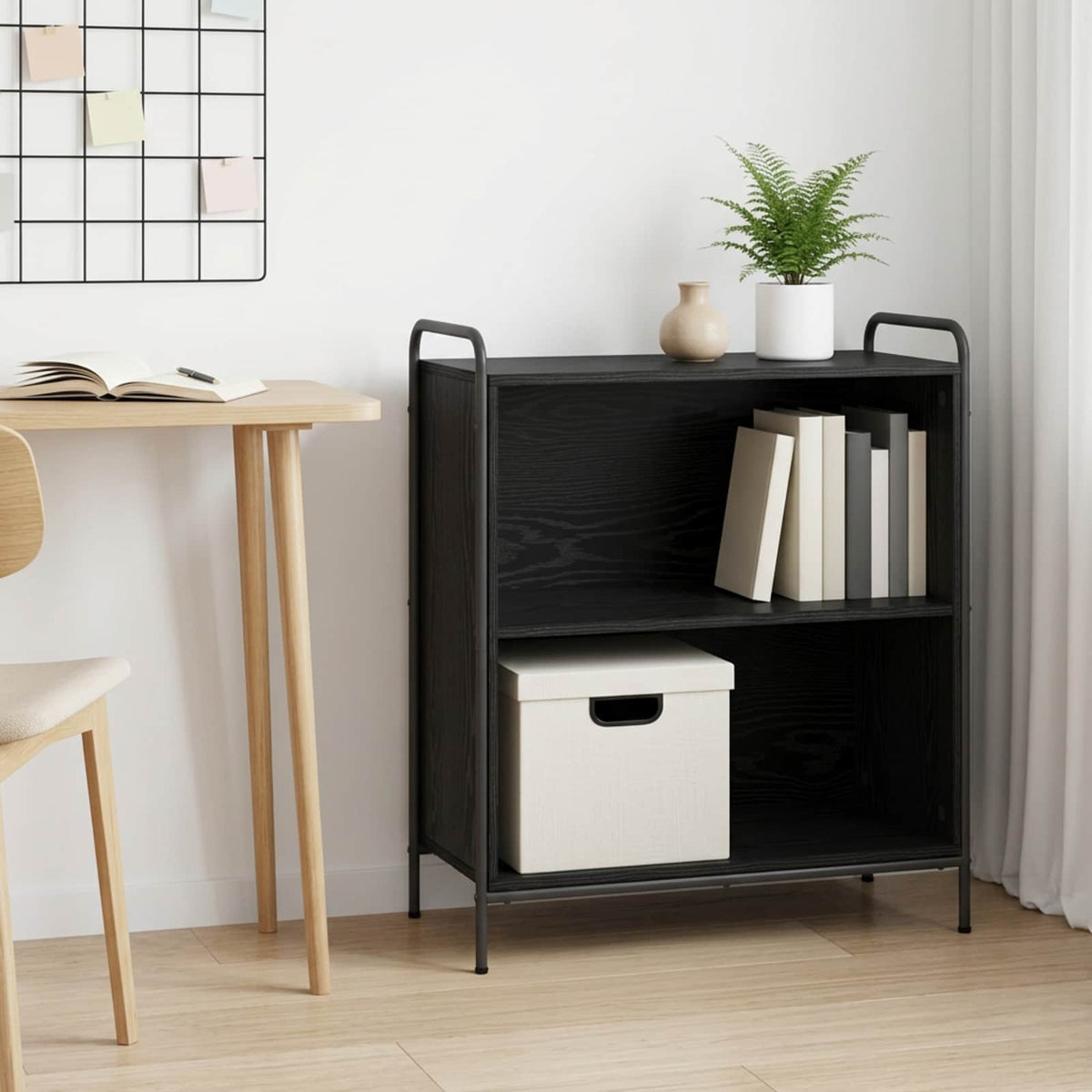 Book Cabinet Engineered Wood Black Oak