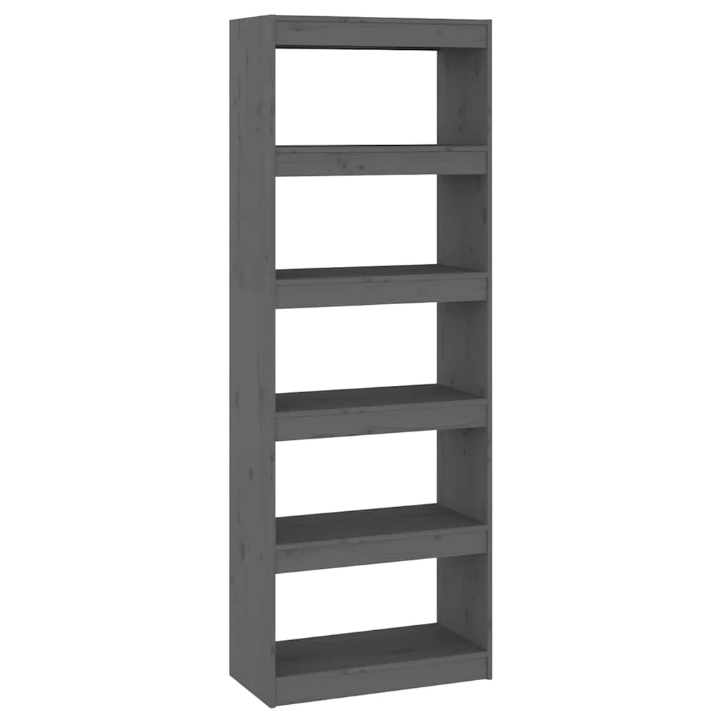 Book Cabinet/Room Divider Grey Solid Wood Pine