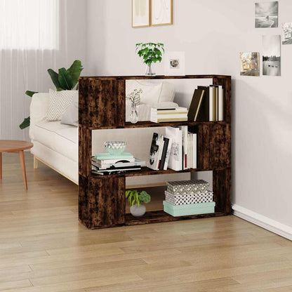 vidaXL Book Cabinet/Room Divider Smoked Oak with three shelves and open compartments