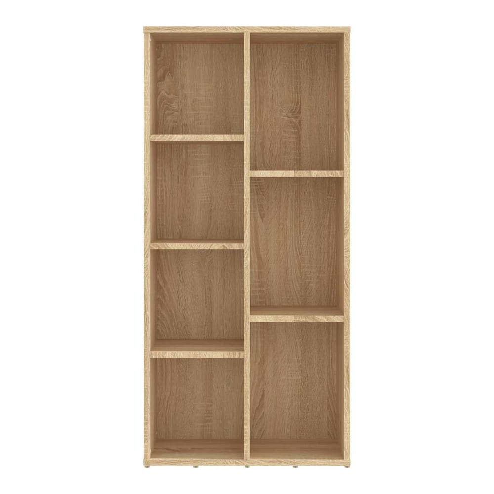 The empty book cabinet, showing its structure and shelves