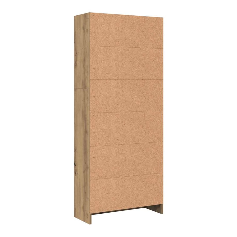 The back of the bookcase, showing the plain engineered wood panels and construction