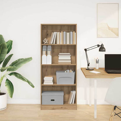 vidaXL Bookcase Artisian Oak Engineered Wood standing in a room next to a desk with a laptop
