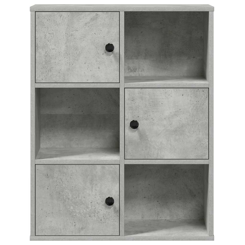 The bookcase viewed directly from the front showing the grey finish