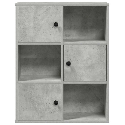 The bookcase viewed directly from the front showing the grey finish