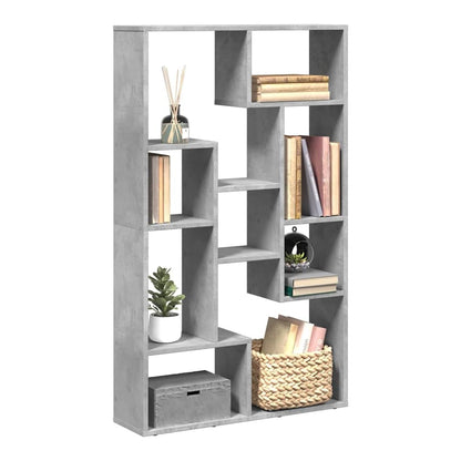 vidaXL Bookcase Concrete Grey Engineered Wood with multiple shelves and compartments