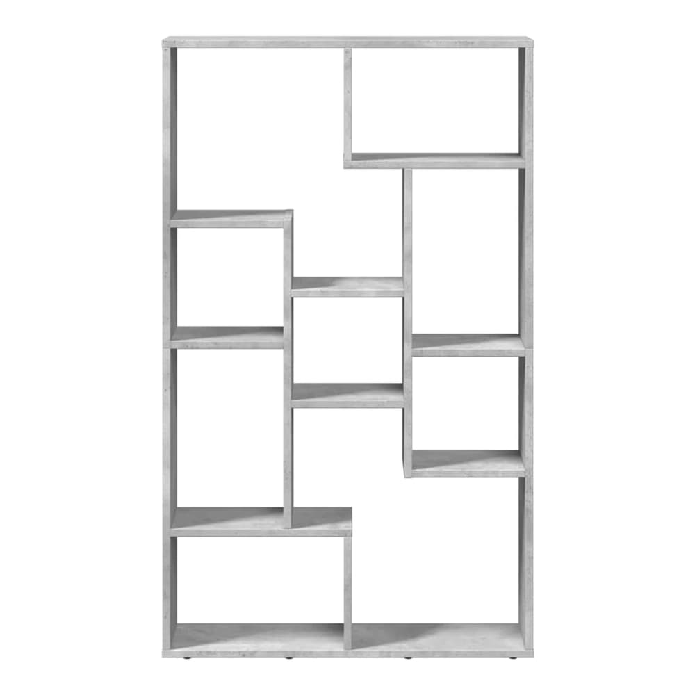 Back view of the concrete grey engineered wood bookcase
