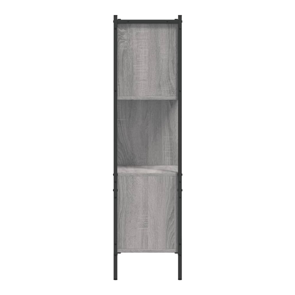 the grey wood effect bookcase, a narrow view showing its height and depth