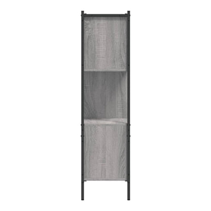 the grey wood effect bookcase, a narrow view showing its height and depth