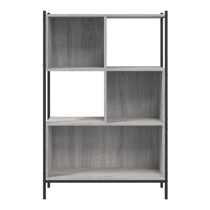 the grey wood effect bookcase, showing the grain of the wood effect finish