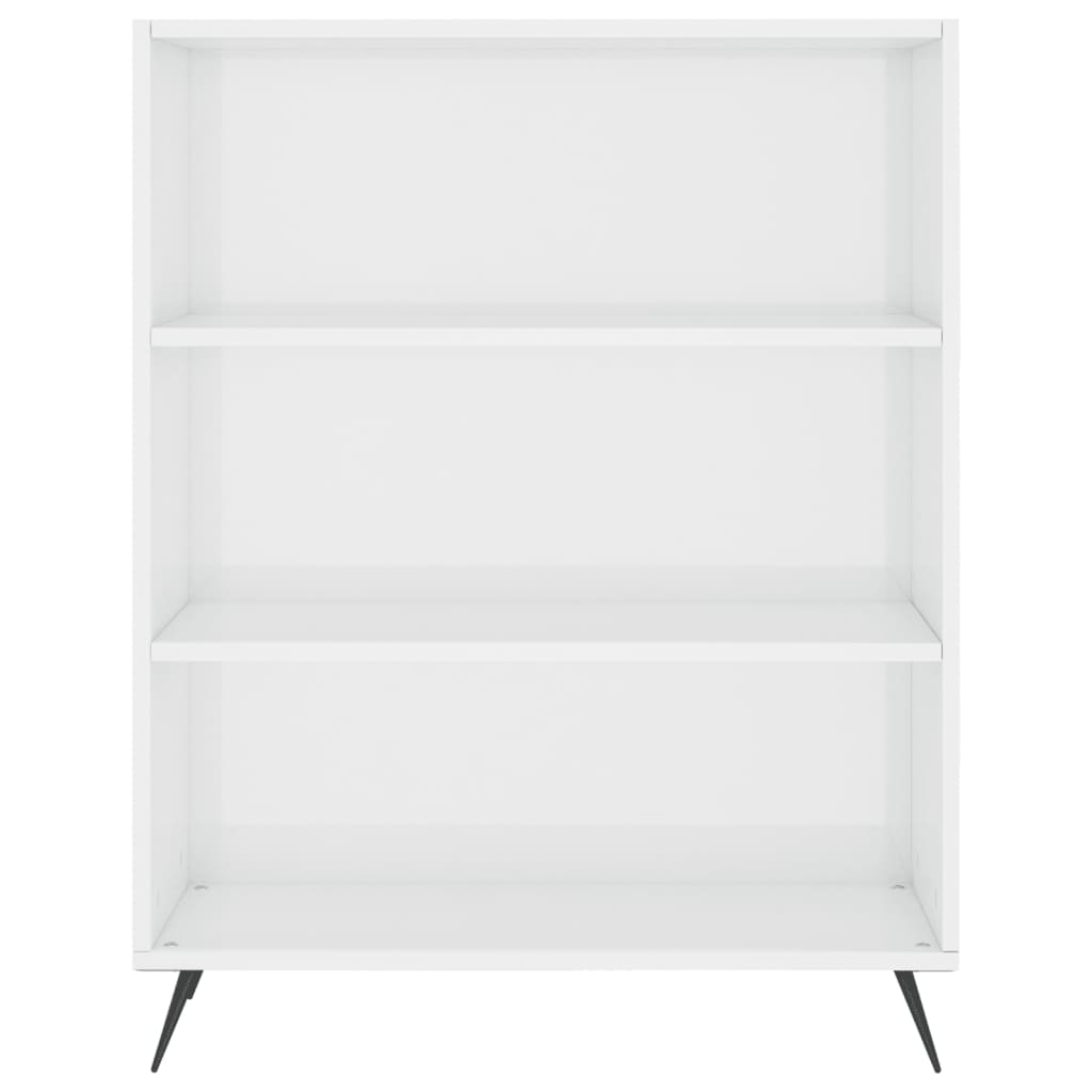 The white bookcase shown directly from the front against a plain background