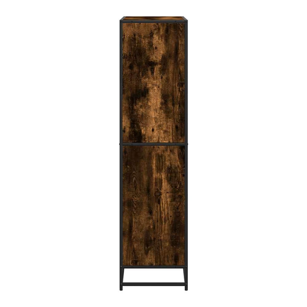 The side view of the bookcase reveals its slim profile and construction