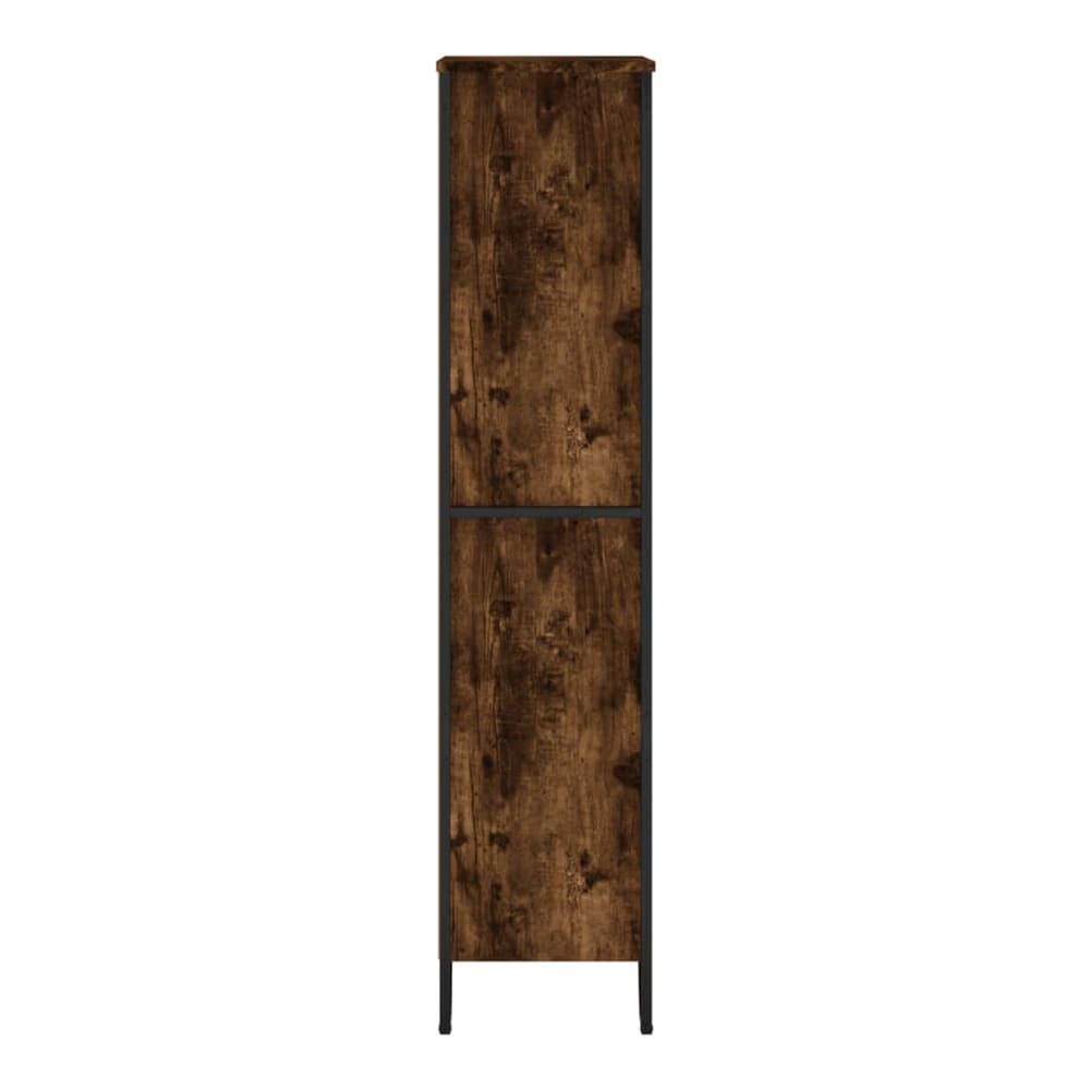 the side view of the tall bookcase with a wood effect finish