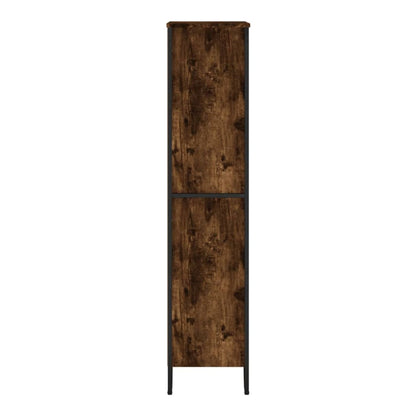 the side view of the tall bookcase with a wood effect finish