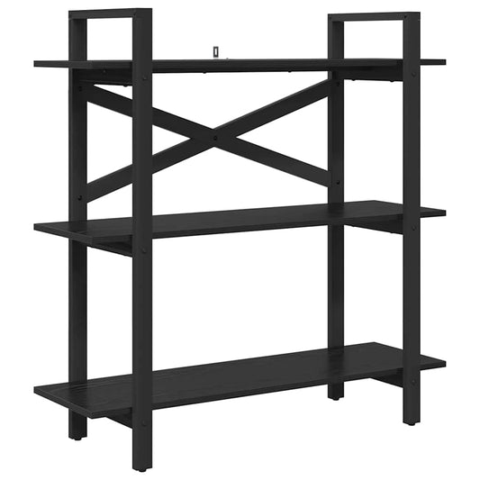 Bookshelf 3-Tier Engineered Wood Black Oak