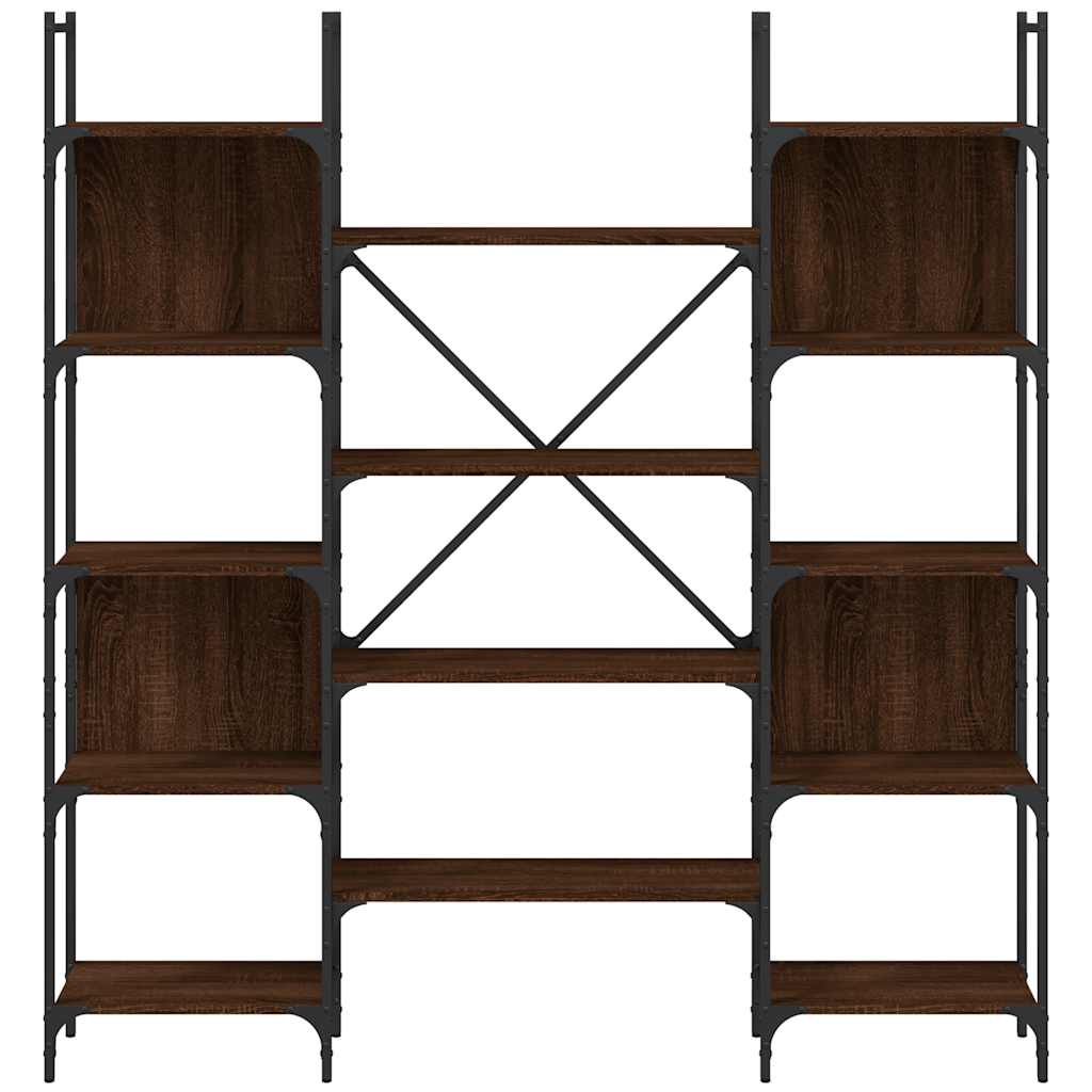 Bookshelf Brown Oak Engineered Wood, the standing shelf showing the empty wooden surfaces and black metal support structure