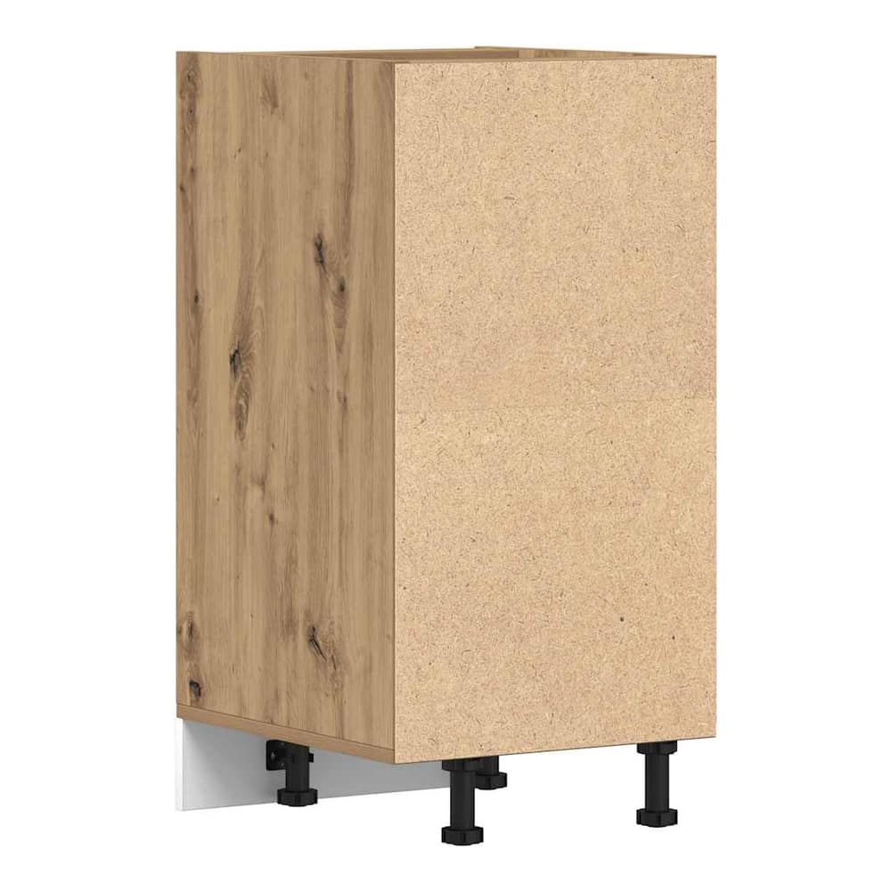 The back of the bottom cabinet shows a plain wood effect panel
