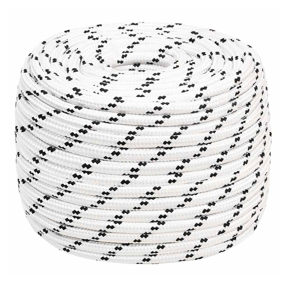 vidaXL Braided Boat Rope White Polyester coiled on a white background