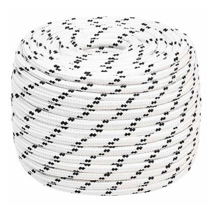 vidaXL Braided Boat Rope White Polyester coiled on a white background