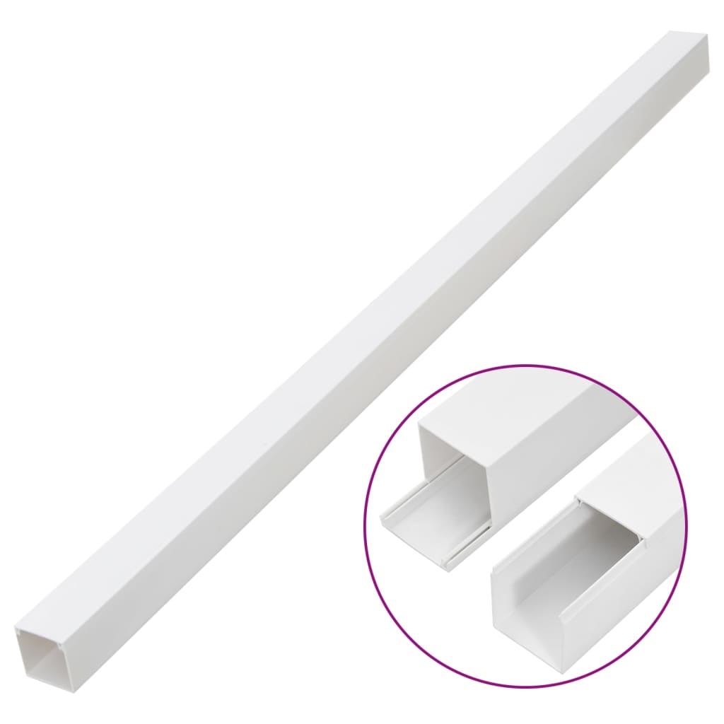 the cable trunking shown with an inset detail of the open channel and its removable lid