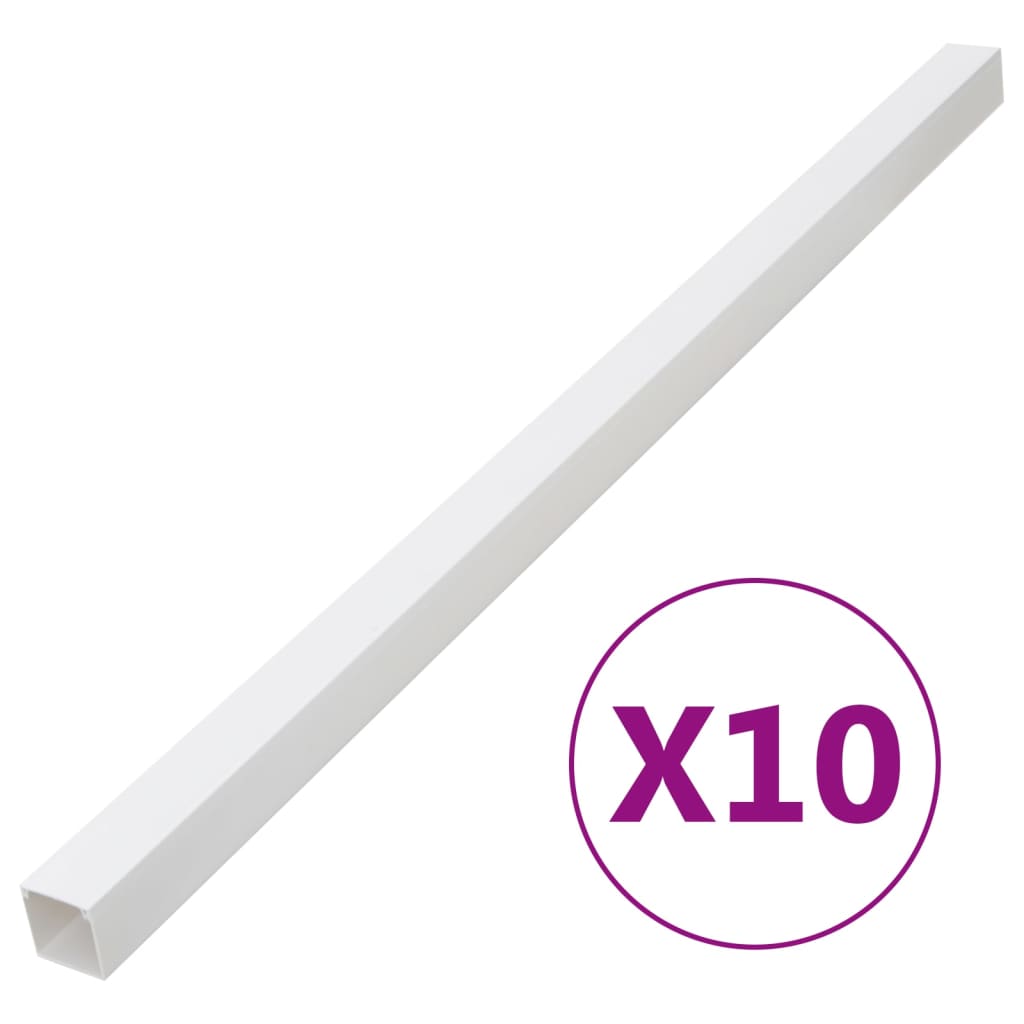vidaXL Cable Trunking 10 m PVC shown as a long white rectangular channel with a circular quantity icon
